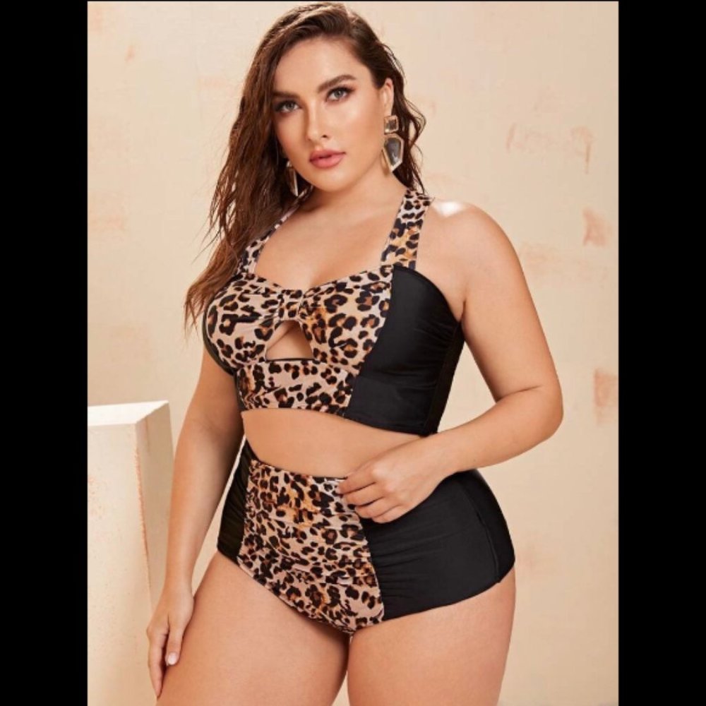 SHEIN Leopard Cut Out High Wasted Bikini